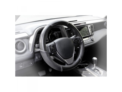 Оплетка, иск. кожа, черная/принт, 38 см / M