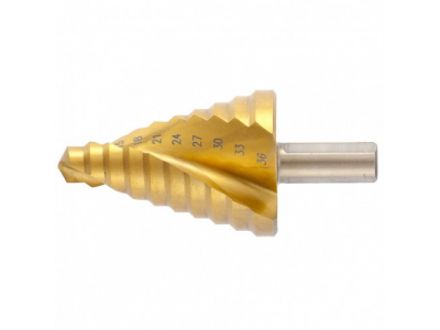 Сверло ступенчатое, 9-12-15-18-21-24-27-30-33-36 мм, HSS, спиральный Профиль, шестигранный хвостовик Matrix