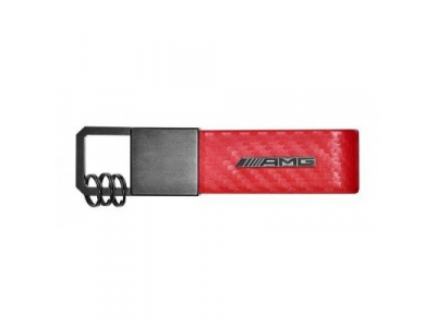 Брелок Mercedes-Benz Key Ring, AMG, Carbon Fibre, Red, Carbon Leather