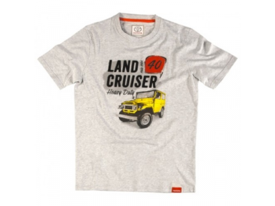 Футболка мужская Toyota Men's T-Shirt, Land Cruiser 40, Grey, артикул TMHRTTCM04S